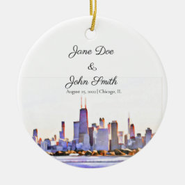 Personalisierter Chicago Skyline Keramik Ornament