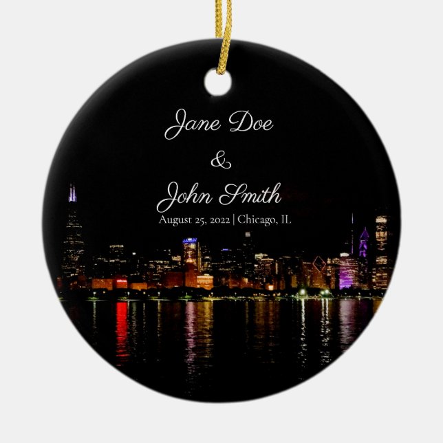 Personalisierter Chicago Skyline Keramik Ornament (Vorne)