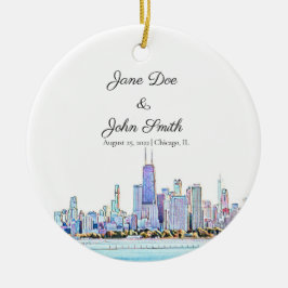 Personalisierter Chicago Skyline Keramik Ornament