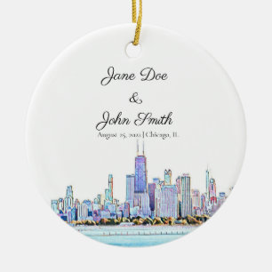 Personalisierter Chicago Skyline Keramik Ornament
