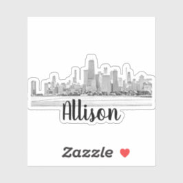Personalisierter Chicago Skyline Name Sticker