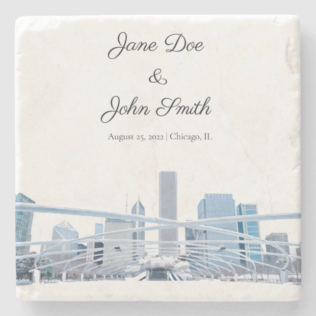 Personalisierter Chicago Stone Untersetzer (Vorderseite)