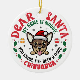 Personalisierter Chihuahua Dog Weihnachtsbaum Rund Keramik Ornament