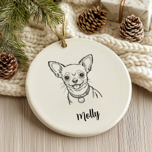 Personalisierter Chihuahua-Hund Weihnachten Keramik Ornament