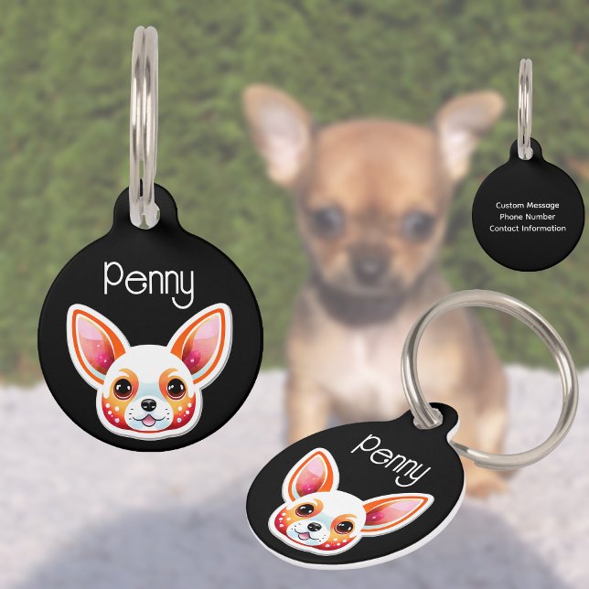Personalisierter Chihuahua-Welpenhundename Haustiermarke (Stay Stylish, Stay Safe 🐾)