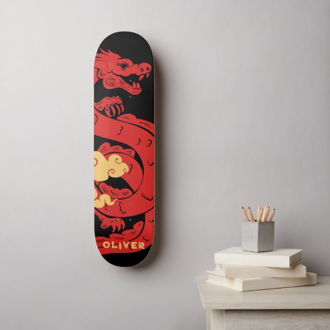 Personalisierter chinesischer Drache Skateboard (Wandkunst)