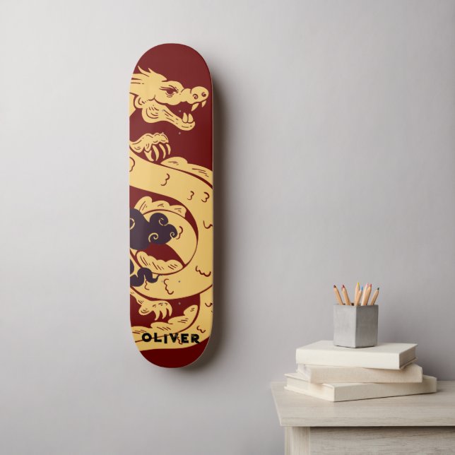Personalisierter chinesischer Drache Skateboard (Wandkunst)