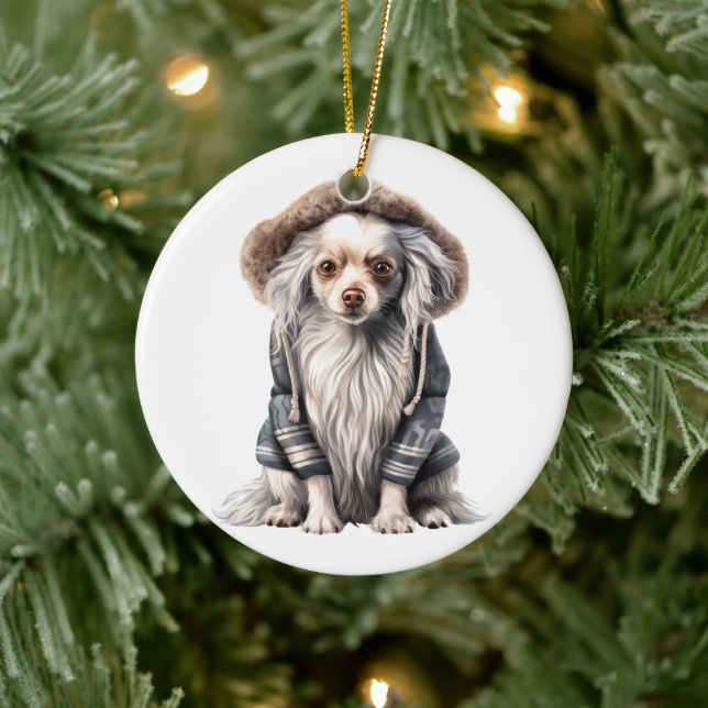 Personalisierter Chinesischer Hund Keramik Ornament (Baum)