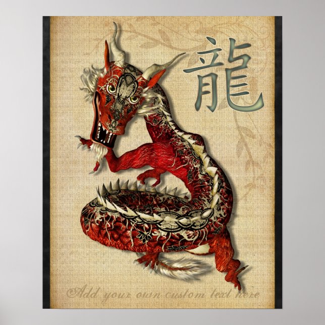 Personalisierter chinesischer Roter Drache Poster (Vorne)