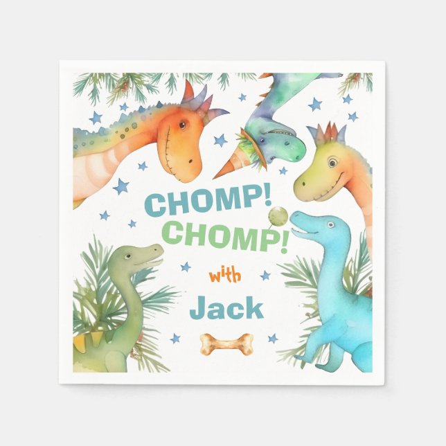 Personalisierter CHOMP! CHOMP! Dinosaur Napkin Serviette (Vorderseite)