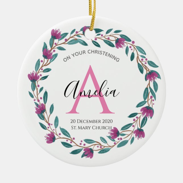 Personalisierter Christen Godmateltern Taufpatz Keramik Ornament (Vorne)