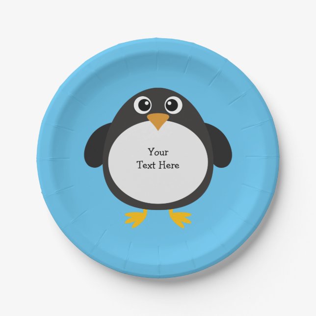 Personalisierter Chubby Penguin Pappteller (Vorderseite)