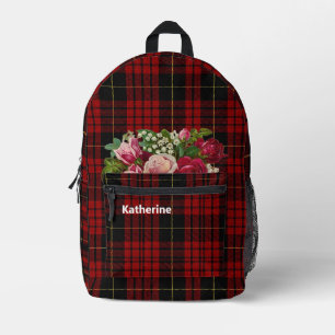 Personalisierter Clan MacQueen Plaid mit Rosen Bedruckter Rucksack