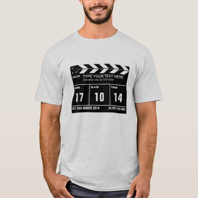 Personalisierter Clapperboard Klassiker T-Shirt (Vorderseite)
