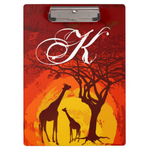 Personalisierter Clip Board African Safari Giraffe Klemmbrett