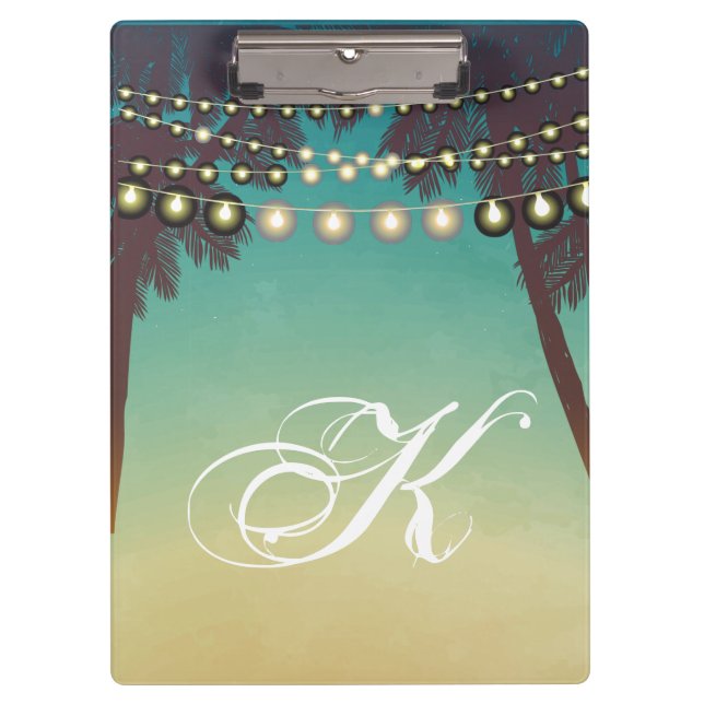 Personalisierter Clip Board Beach Sunset Palm Tree Klemmbrett (Vorderseite)