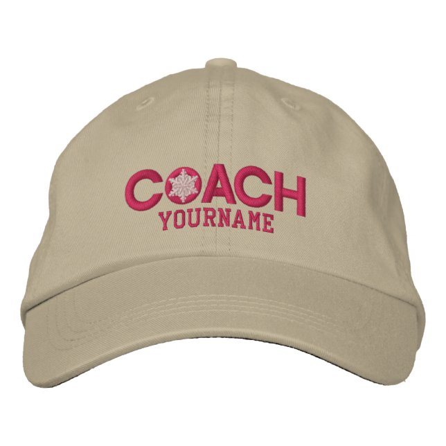 Personalisierter Coach Snowflake Girl Pink Bestickte Baseballkappe (Vorderseite)
