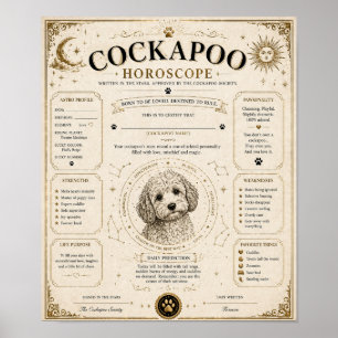 Personalisierter Cockapoo-Sternzeichen-Druck-Gesch Poster