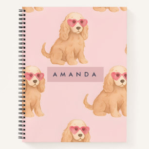 Personalisierter Cocker Spaniel Hund mit Brille Notizbuch