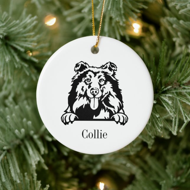 Personalisierter Collihund, Cu Keramik O Ornament (Baum)