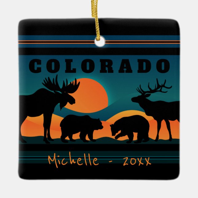Personalisierter Colorado Berg Sonnenuntergang Keramikornament (Vorderseite)