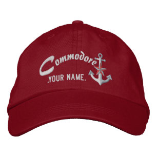 Personalisierter Commodore-Nautikanker-Name Weiß Bestickte Baseballkappe