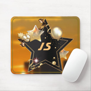 Personalisierter Cooler Black Gold Metallic Stars Mousepad