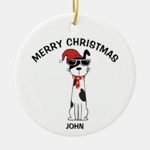 Personalisierter Cooler Hund 1 Frohe Weihnachten Keramik Ornament