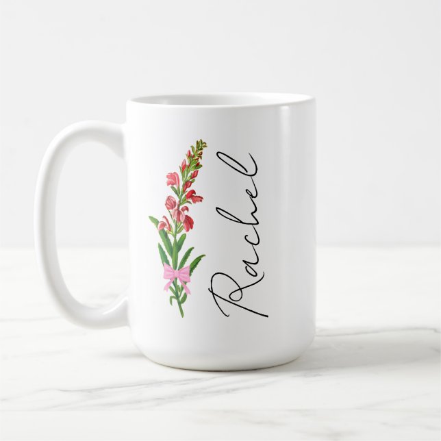 Personalisierter Coquette Birth Blume Tasse, Custo Kaffeetasse (Links)