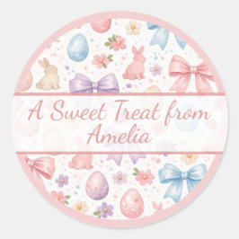 Personalisierter Coquette-Hase und rosa Oster-Schl Runder Aufkleber