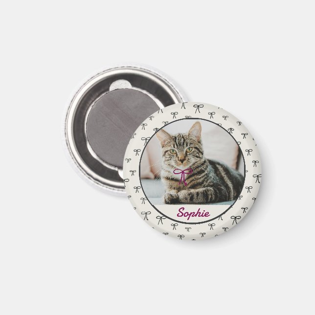 Personalisierter Coquette-Schleifen-Haustier-Foto- Magnet (Vorderseite/Rückseite)
