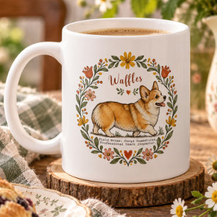 Personalisierter Corgi-Botanikkranz Süßer Hunde-Li Kaffeetasse