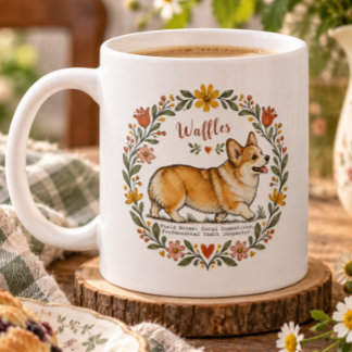 Personalisierter Corgi-Botanikkranz Süßer Hunde-Li Kaffeetasse
