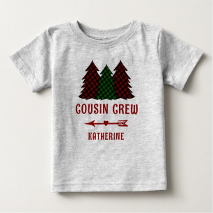 Personalisierter Cousin Crew Karierte Weihnachtsbä Baby T-shirt
