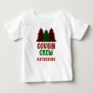 Personalisierter Cousin Crew Karierter Weihnachtsb Baby T-shirt