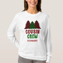 Personalisierter Cousin Crew Karierter Weihnachtsb T-Shirt