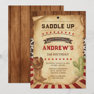 Personalisierter Cowboy 2. Geburtstag Einladung