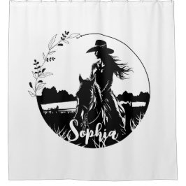 Personalisierter Cowgirl-Western Reittier Duschvorhang