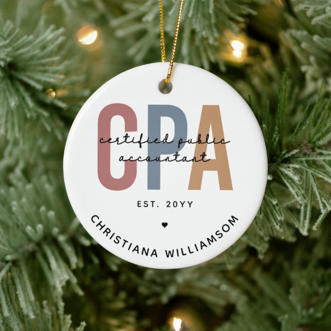 Personalisierter CPA-zertifizierter öffentlicher W Keramik Ornament (Baum)