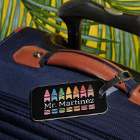 Personalisierter Crayon Lehrer Name Niedlich Back