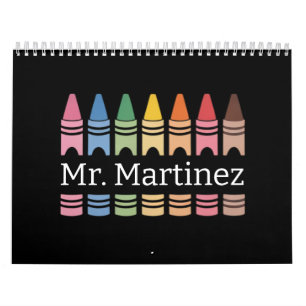 Personalisierter Crayon Lehrer Name Niedlich Back Kalender