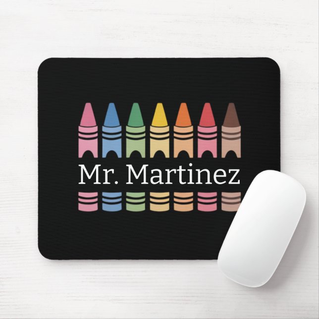 Personalisierter Crayon Lehrer Name Niedlich Back  Mousepad (Mit Mouse)