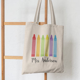 Personalisierter Crayon Teacher Tote Bag Lehrer Ge Tragetasche
