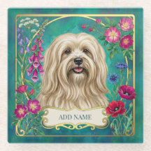 Personalisierter cremefarbener Lhasa Apso Blumen G