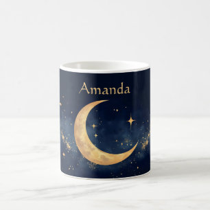 Personalisierter Crescent Moon und Stars Night Sky Kaffeetasse