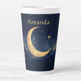 Personalisierter Crescent Moon und Stars Night Sky Milchtasse