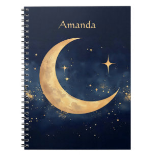 Personalisierter Crescent Moon und Stars Night Sky Notizblock