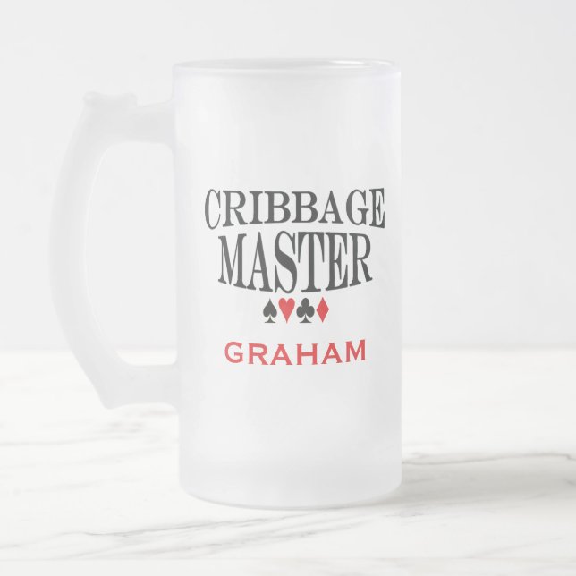 Personalisierter Cribbage-Meister Mattglas Bierglas (Links)