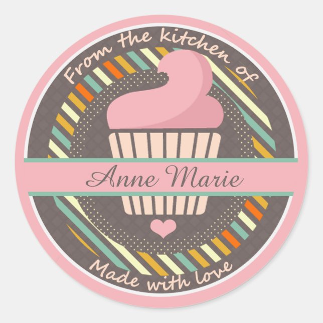 Personalisierter Cupcake aus Liebe Runder Aufkleber (Vorderseite)