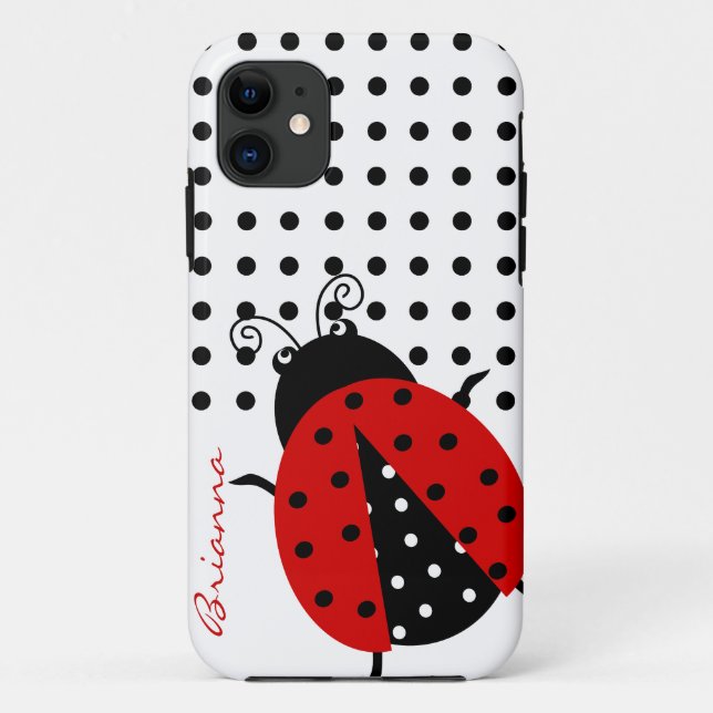 Personalisierter CutePolka Punkt-Rot-Marienkäfer Case-Mate iPhone Hülle (Rückseite)
